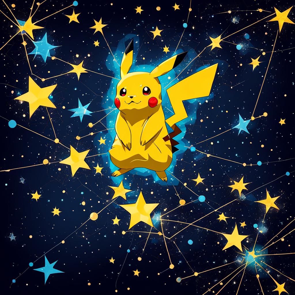Pikachu Constellation in Abstract Art Style