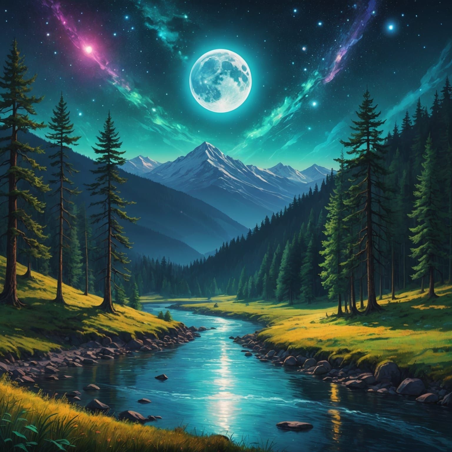 Cosmic Forest Panorama Reflected in Eye