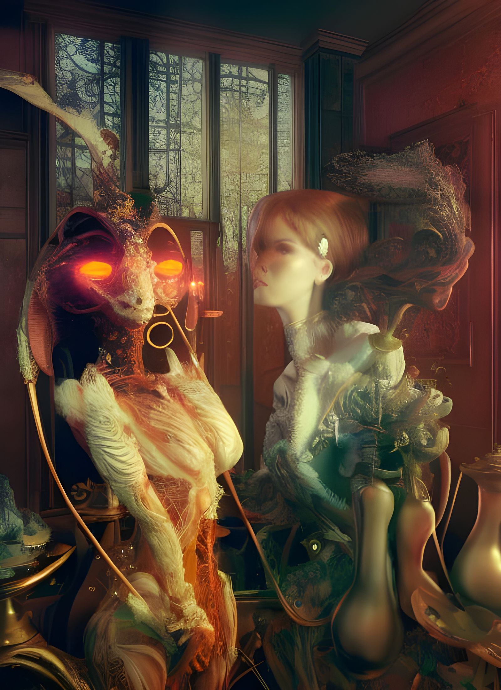 Detailed Cyborg Portrait in Hyperrealistic Style