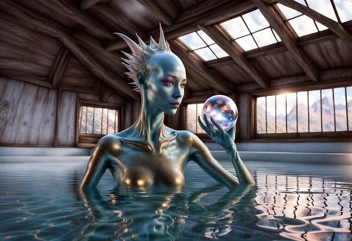 Exquisite Alien People and Pets in Surreal Landscape