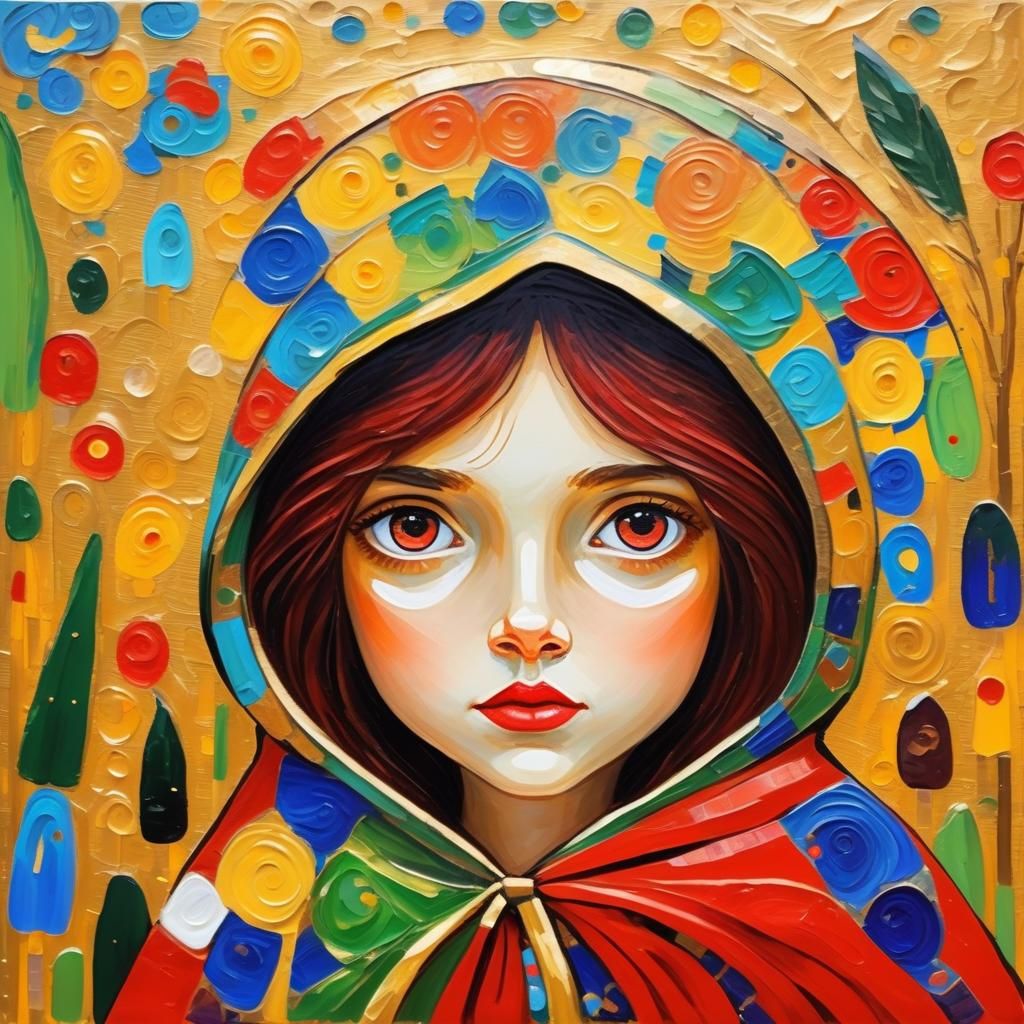 Little Red Riding Hood in the Majestic Style of Klimt