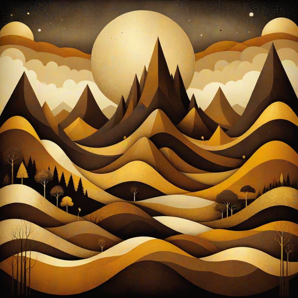 Surreal Geometric Landscape in Earthy Tones