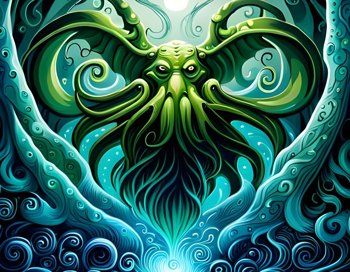 Intricate Floral Cthulhu Painting