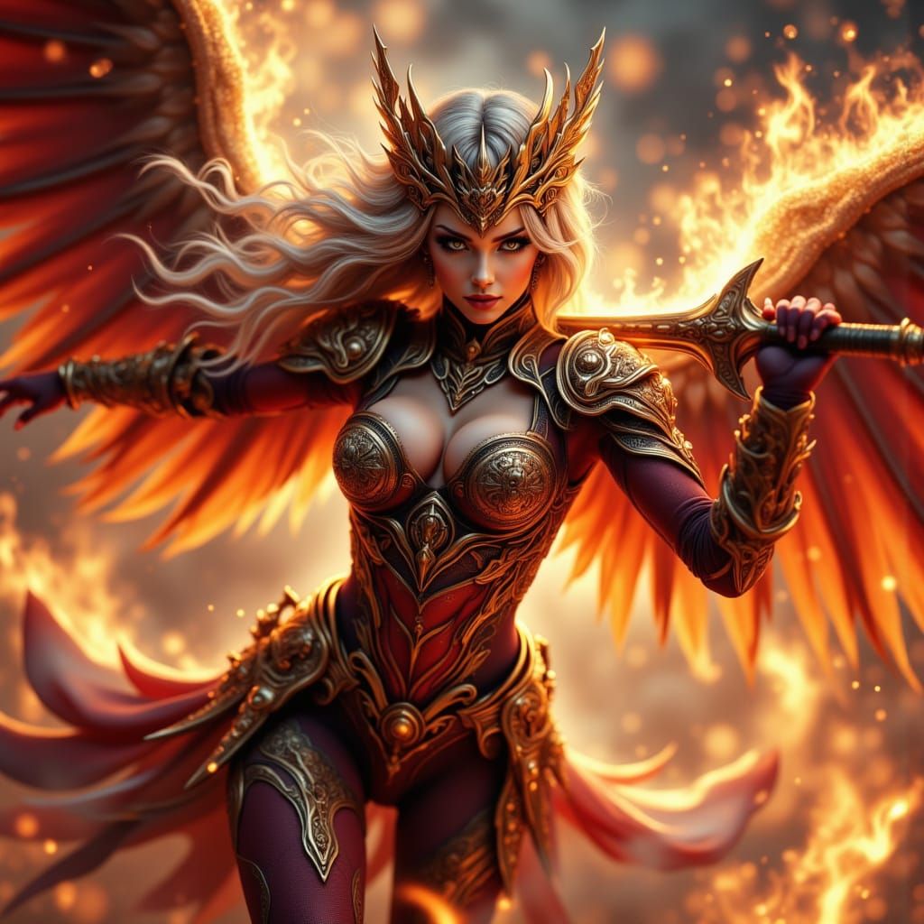 Anime Heroine in Ornate Cursed Armor