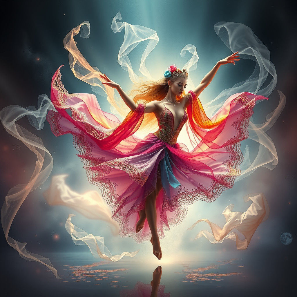 Ethereal Dancer in a Mystical Landscape