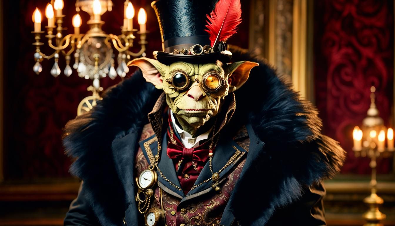 Steampunk Diplomat in Opulent Victorian Gothic Revival Setti...