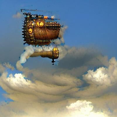 Steampunk Pirate Airship Soaring in the Sky
