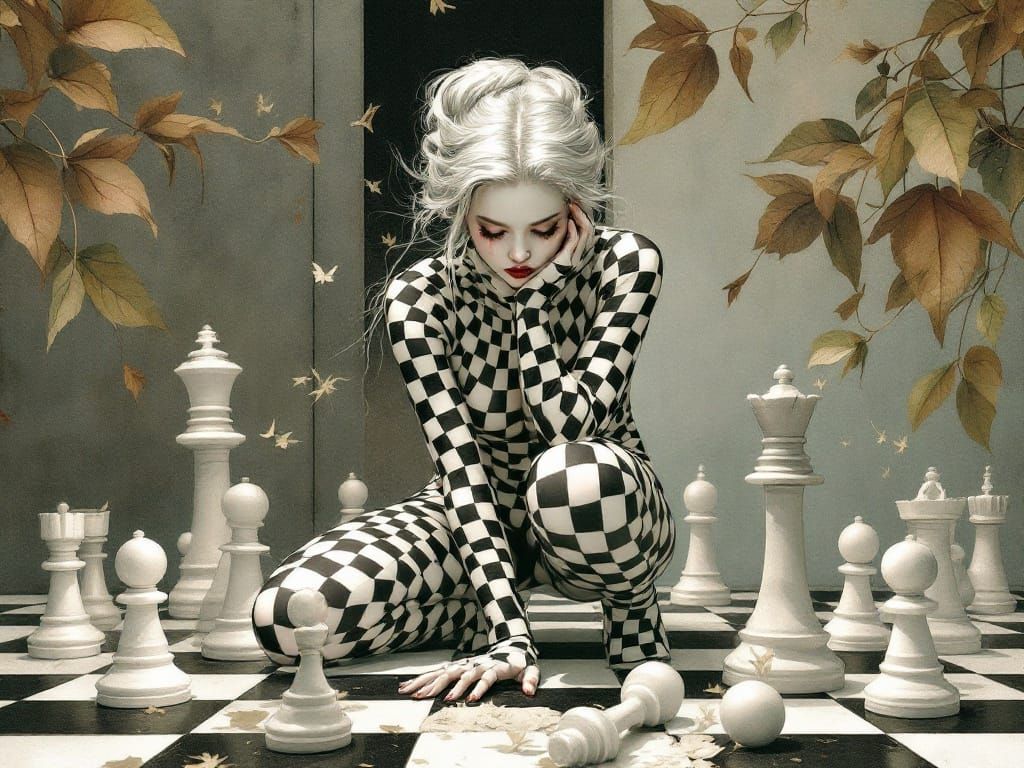 Enchanting Checkmate Scene with Art Nouveau Flair