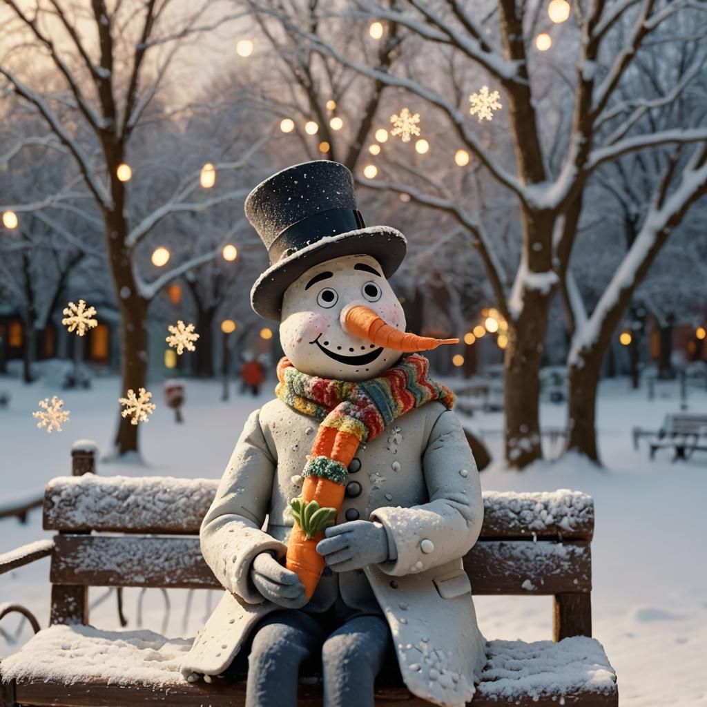 Frosty the DoughMan in Claymation Winter Scene