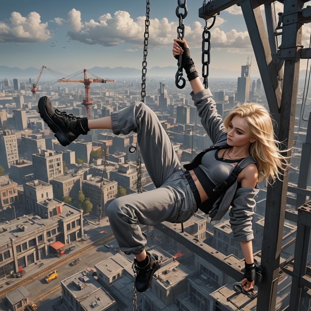 Blonde Woman Suspended in Fantasy Concept Art