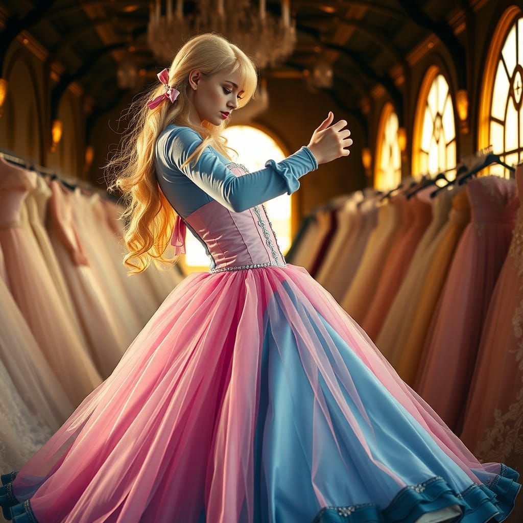 Boy in Quinceanera Gown Spins Girl, Cinematic Film Still