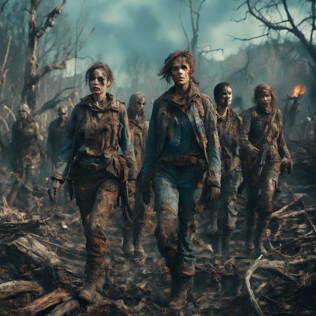 Female Soldiers in Post-Apocalyptic Landscape