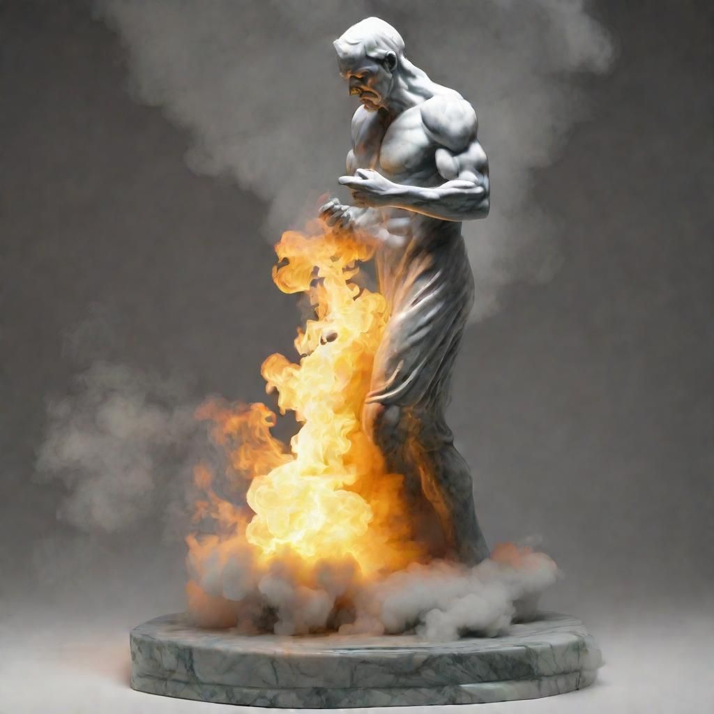 Marble Sculpture of Figure Disappearing into Smoke