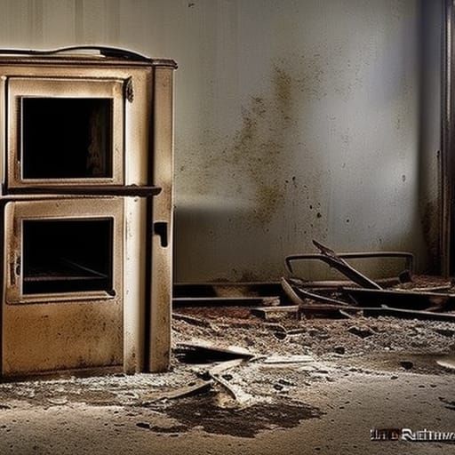 Sinister Kitchen in Abandoned House with Eerie Oven