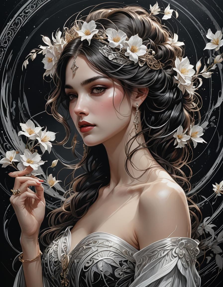 Portrait of a woman (scratchboard art)