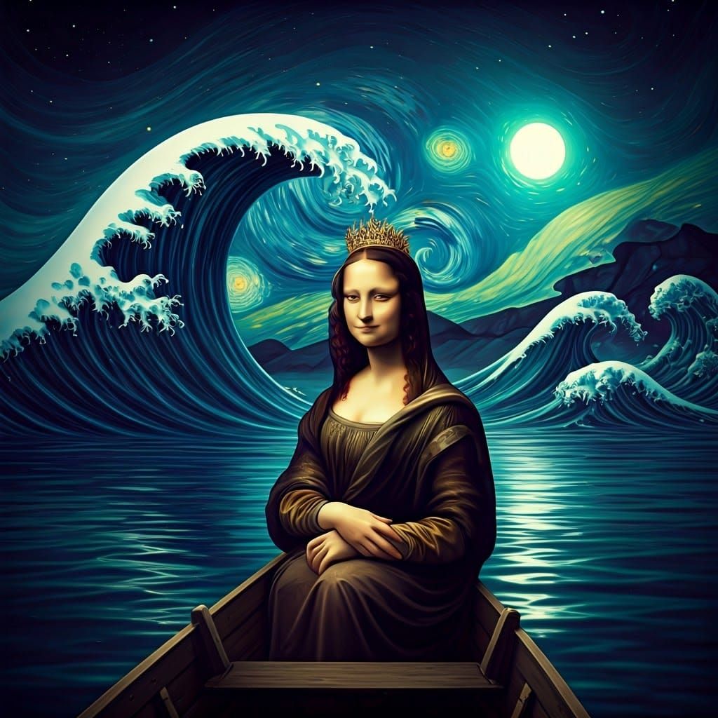 Mona Lisa, Great Wave, Starry Night Mashup