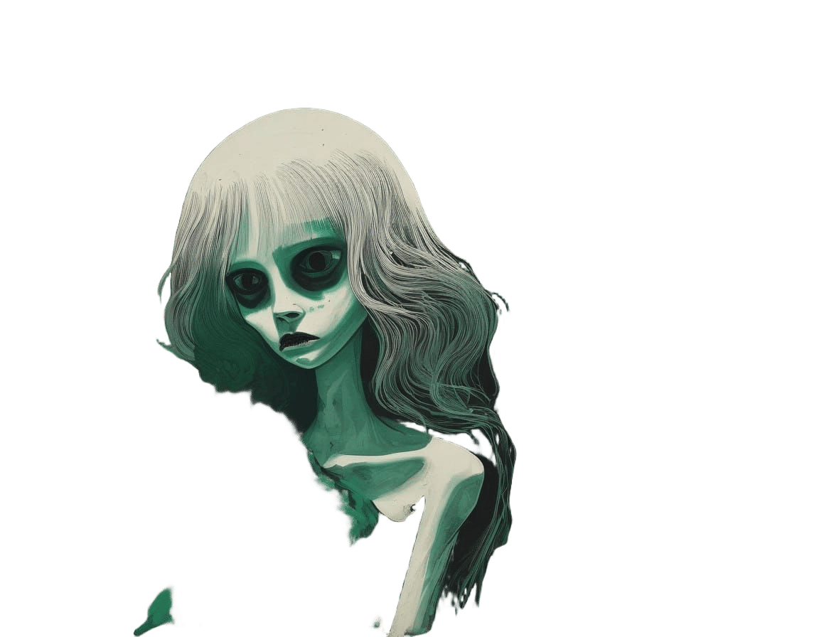 Girl Zombie Transformation in Abstract Art