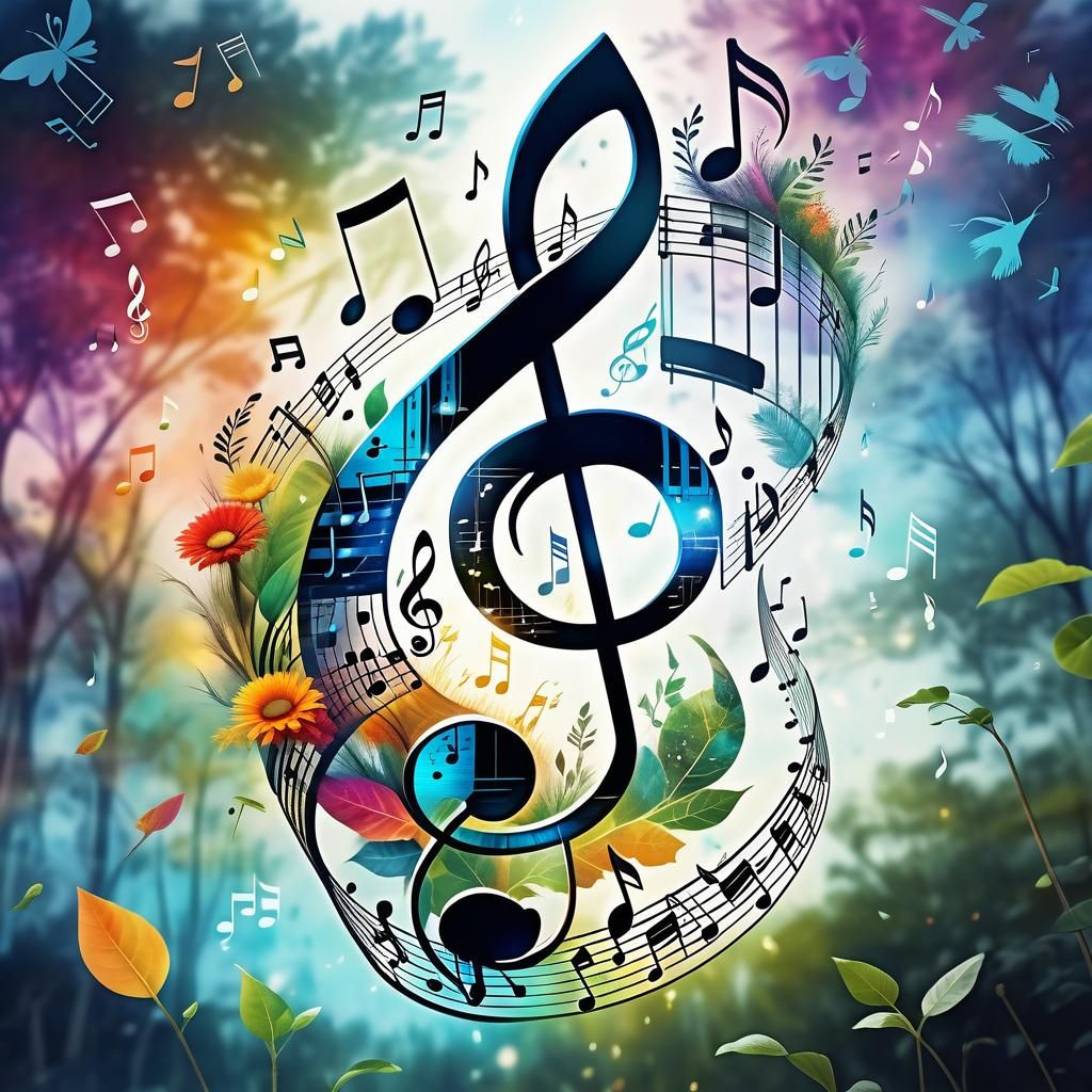 Harmonic Music Note Double Exposure Art