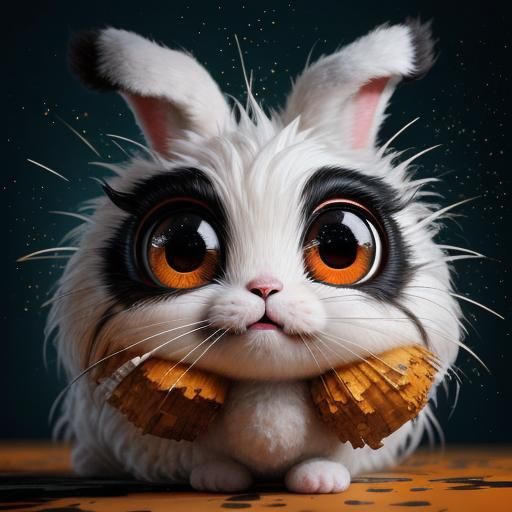 Adorable Bunny Impasto Painting with Large Eyes