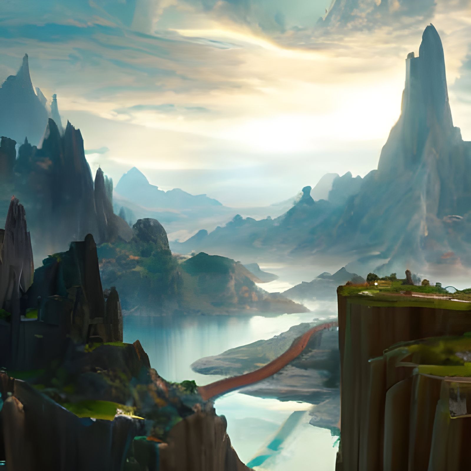 Fantastical Landscape Matte Painting in Deep Color