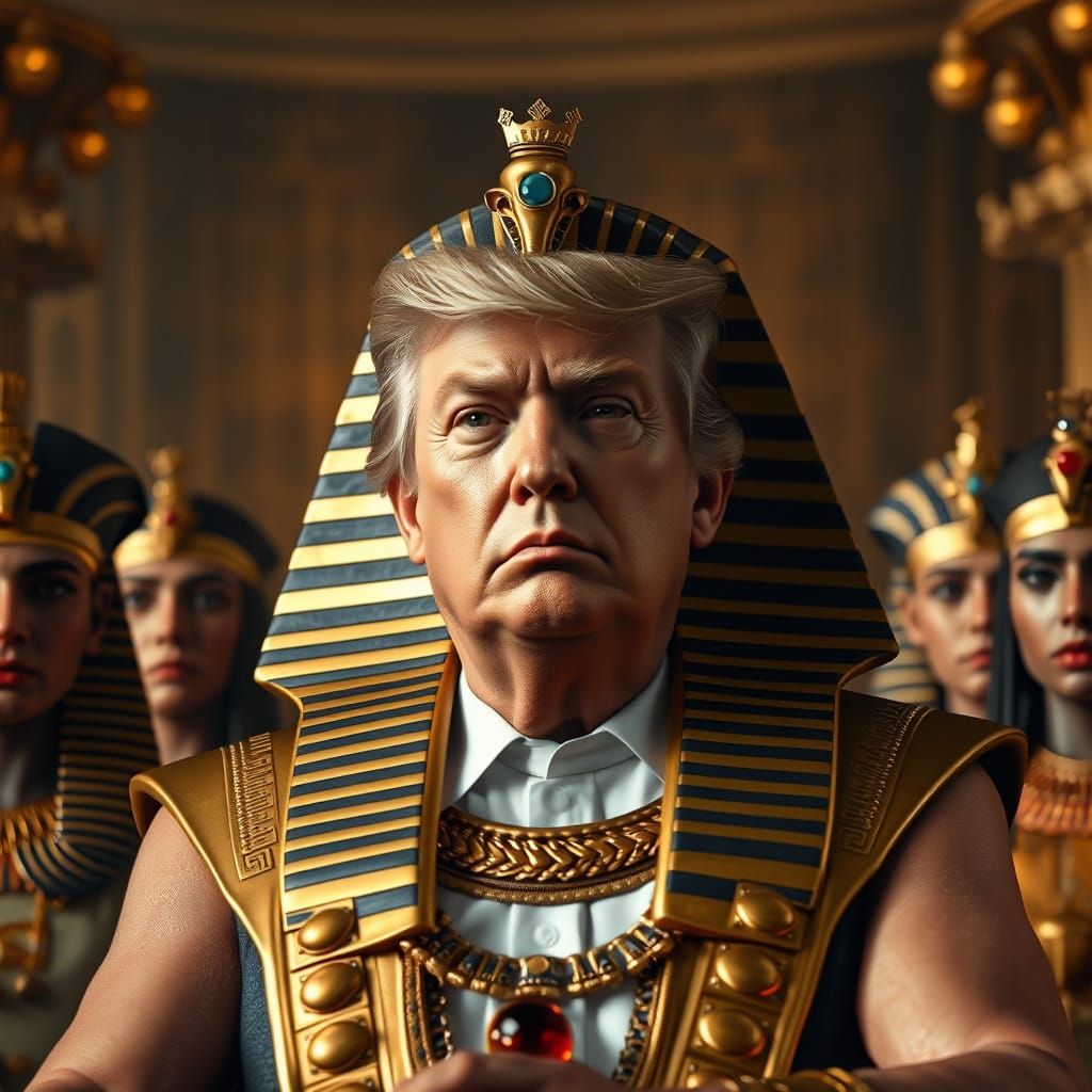Donald Trump as Ancient Egyptian Pharaoh in Hyperrealistic S...
