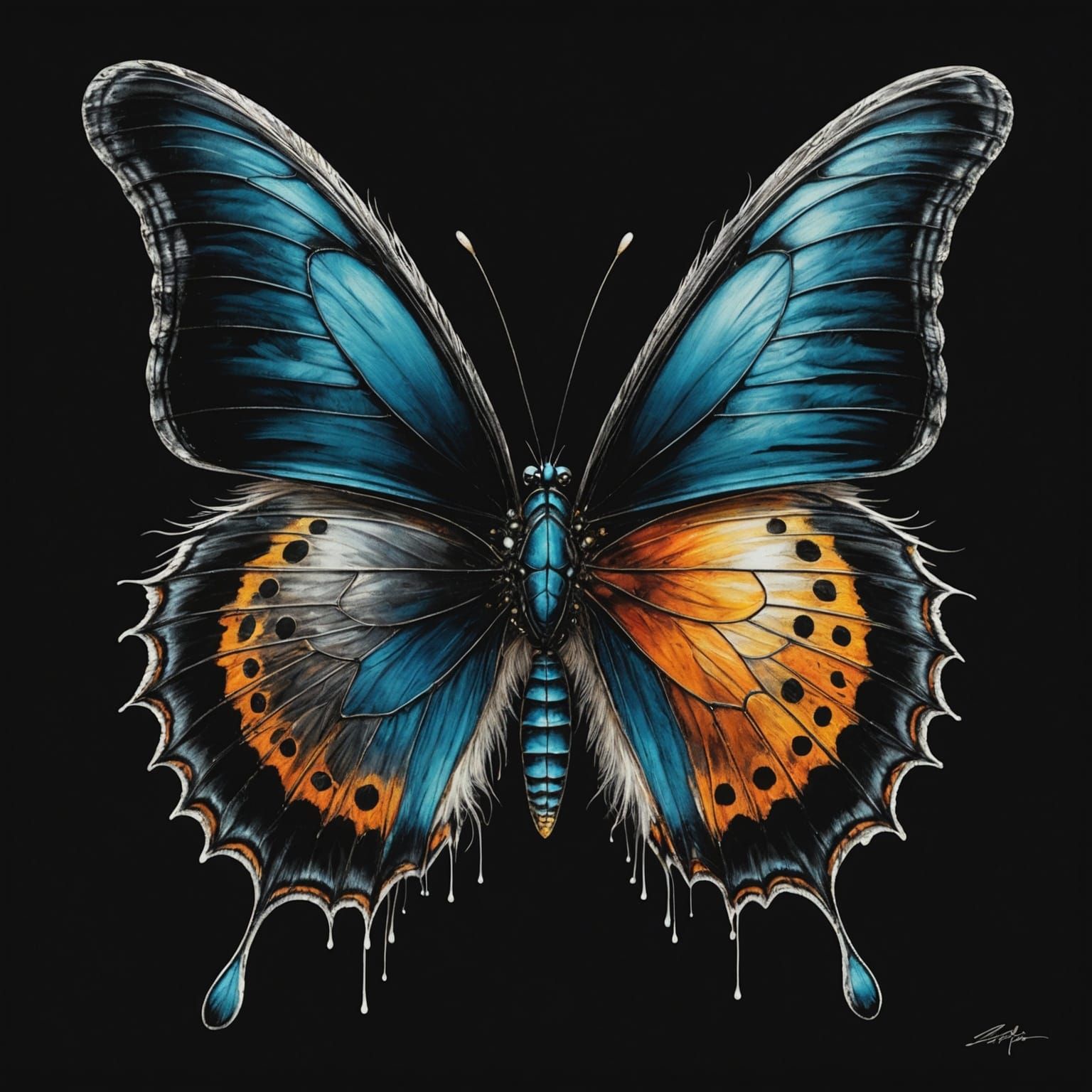 Butterfly Artwork: Feather Sketch and Acrylic Drawing