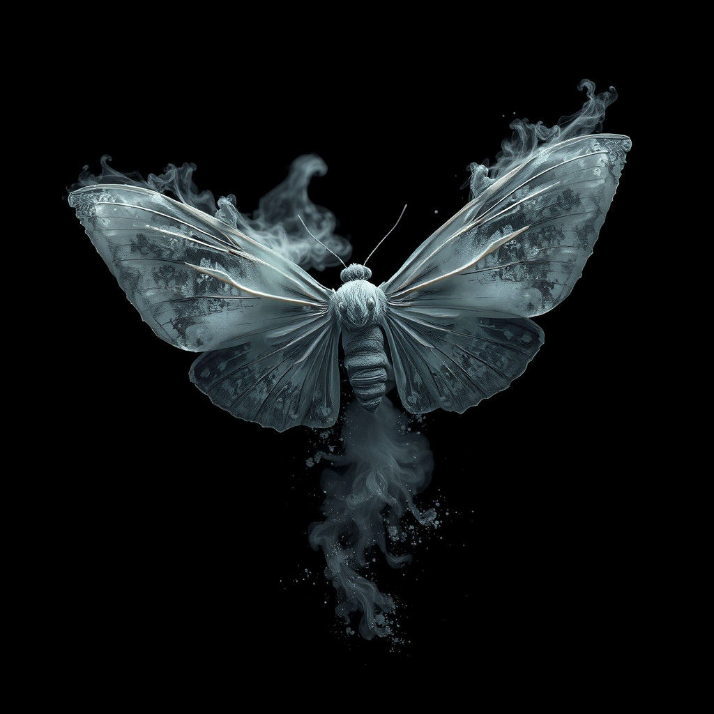 Ethereal Ash Moth Taking Flight, Surreal Art