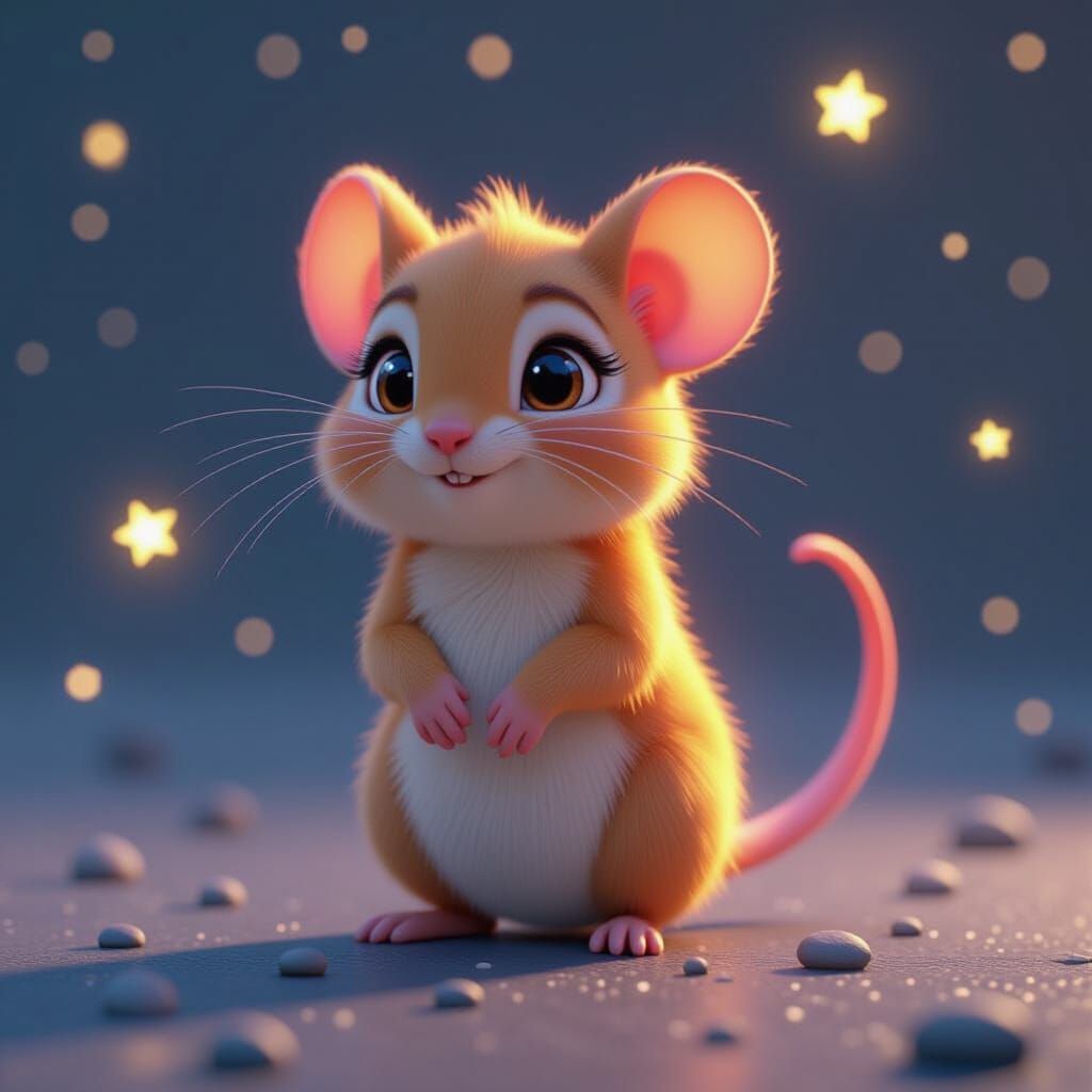 Golden Mouse Dancing Among Stars in Unreal Engine