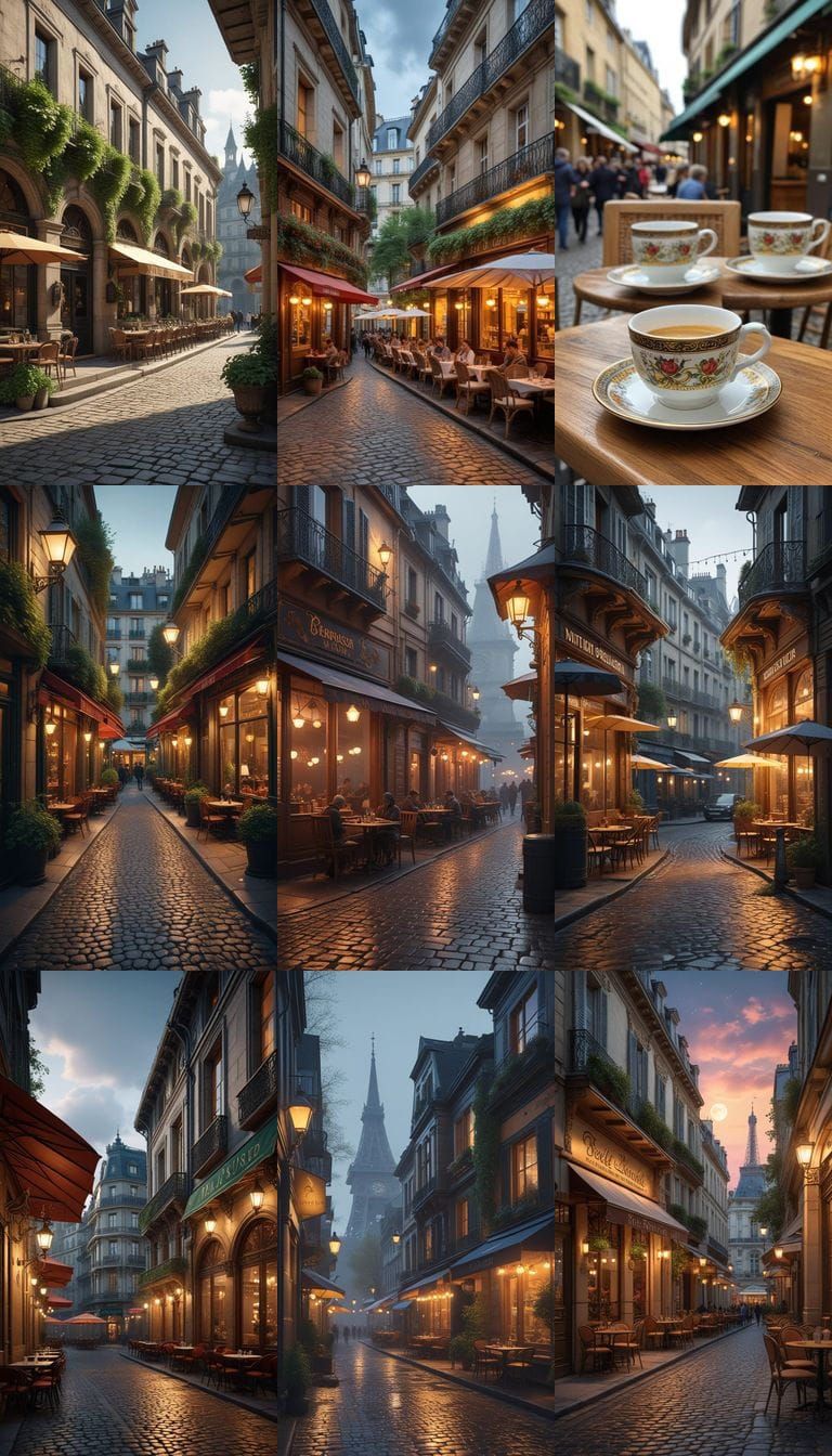A Bustling Parisian Cafe Scene