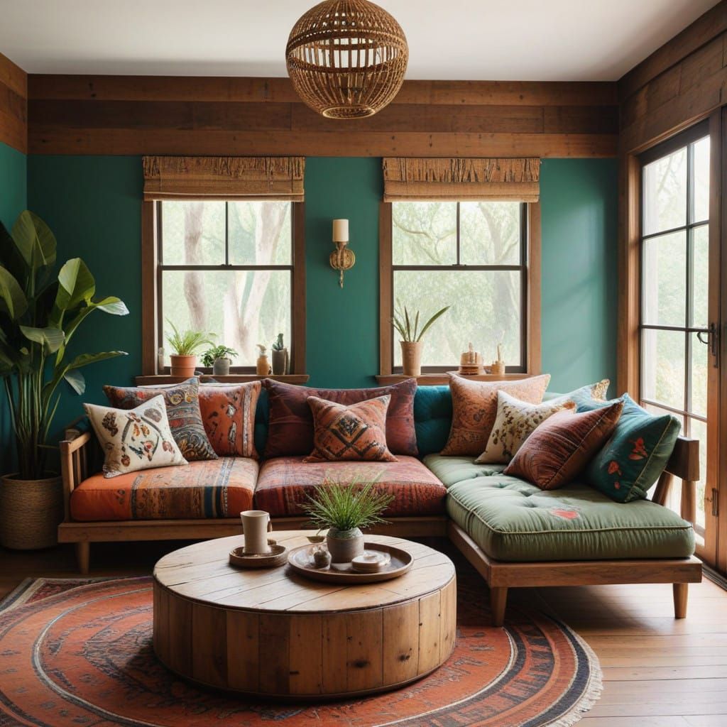 Cozy Country House Interior in Whimsical Bohemian Style