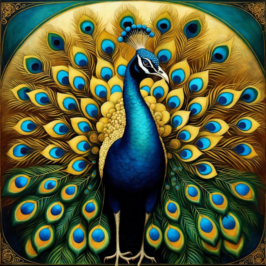 Proud Peacock in Expressive Style