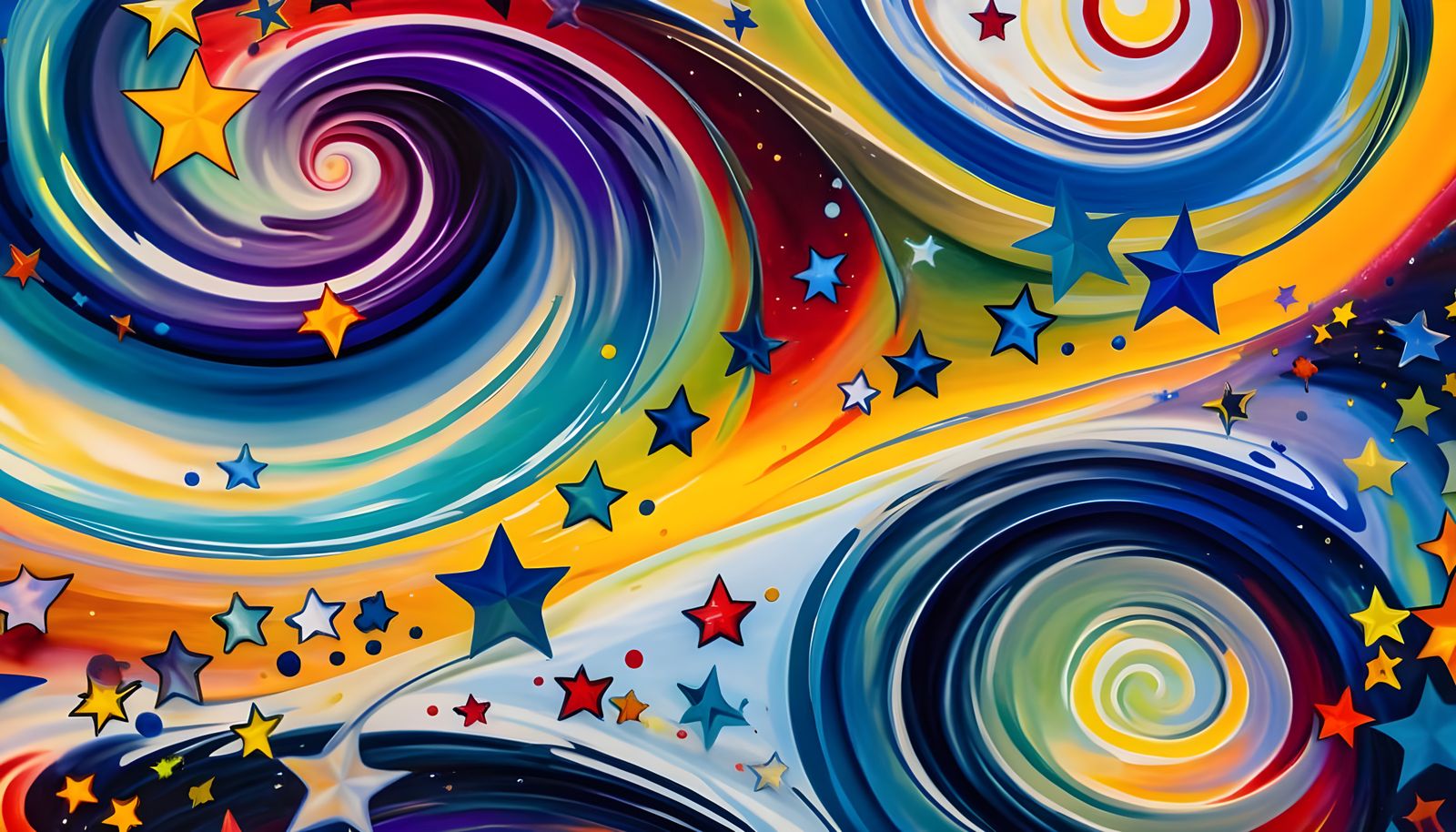 Abstract Expressionist Vortex Maelstroms with Stars