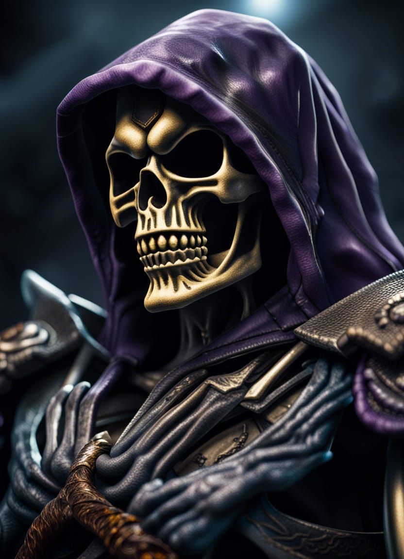 Hyperrealistic Skeletor in Sharp Focus