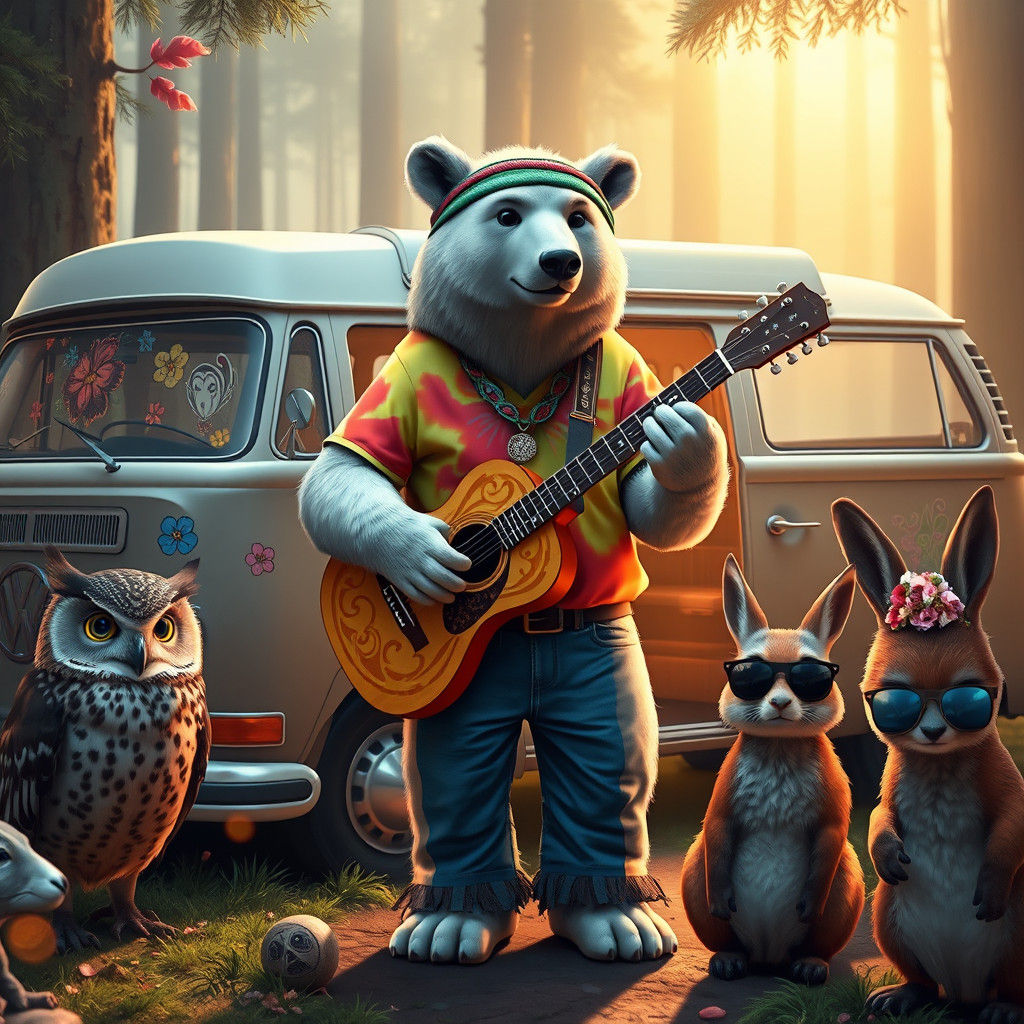 Psychedelic Polar Bear Concert in Fantasy Forest