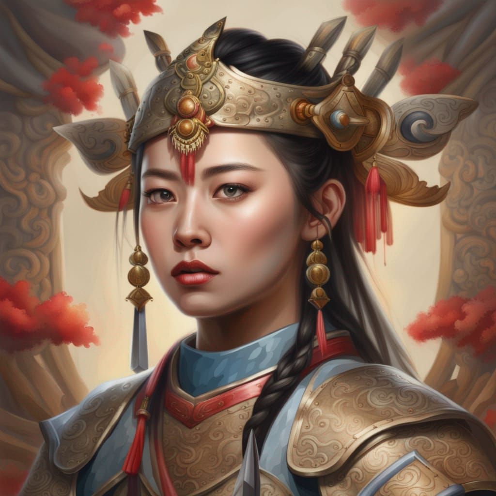 Hyperrealistic Portrait: Young Chinese Warrior Princess