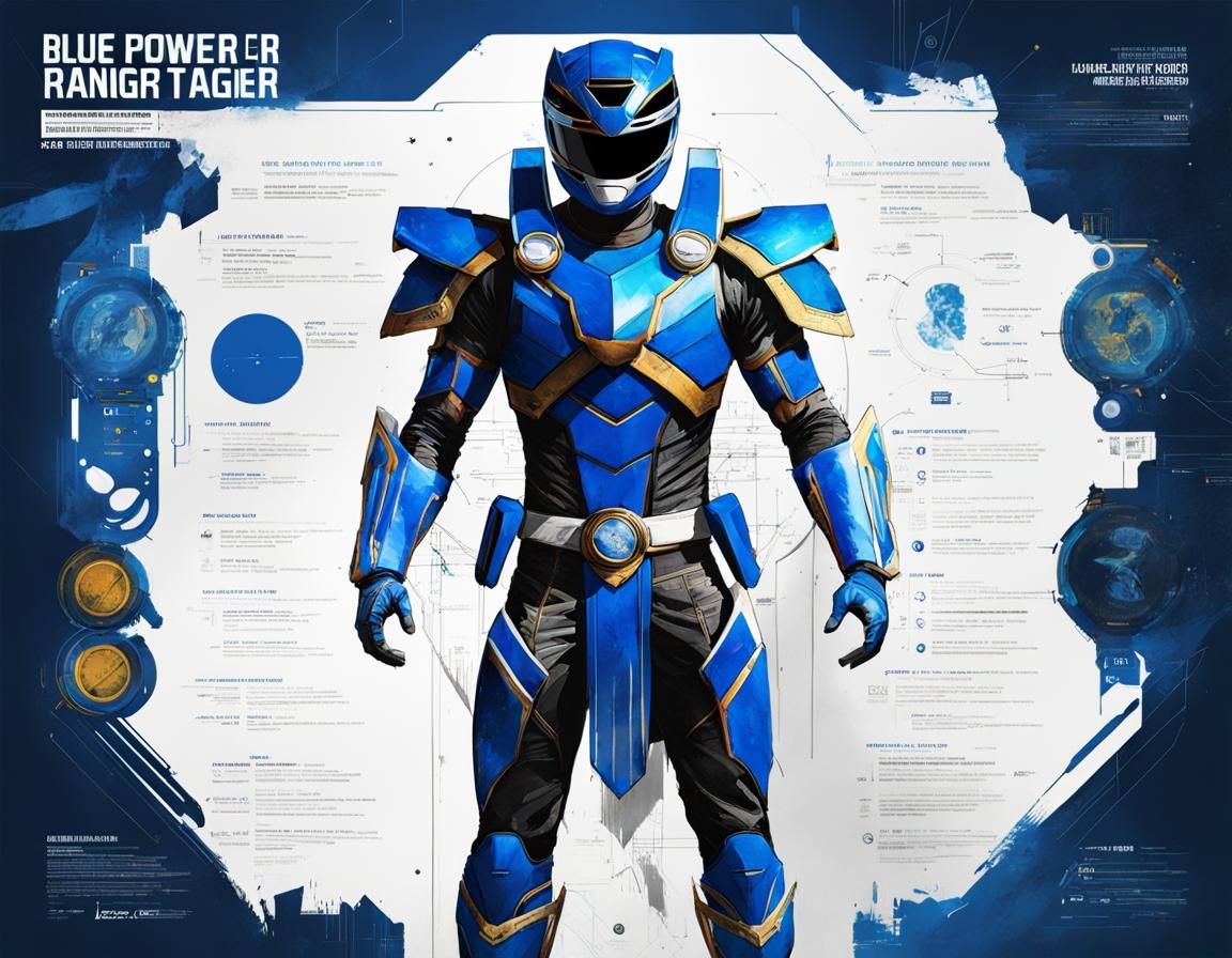 Blue Power Ranger Schematic Diagram in Detailed Style
