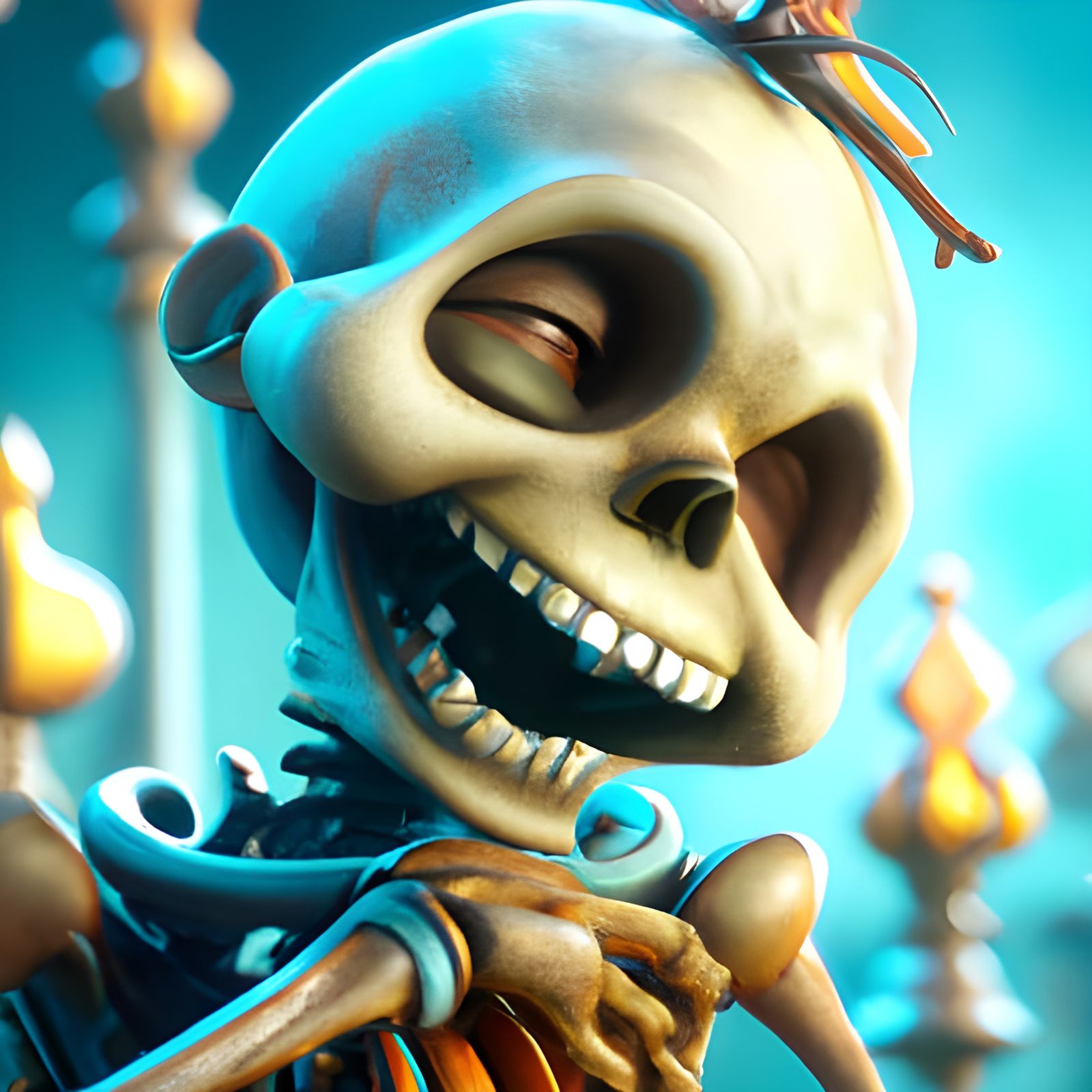 Adorable Laughing Skeleton in Detailed 3D Rendering