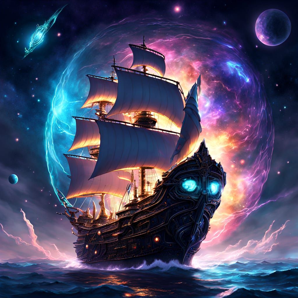 A spelljammer entering Realmspace