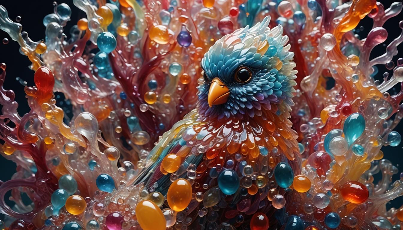 Translucent Jelly Bird Sculpture in Studio Lighting