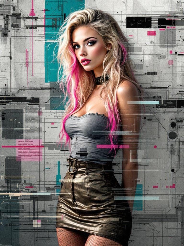 Renaissance Glitch: Pin-Up in Transparent Layers