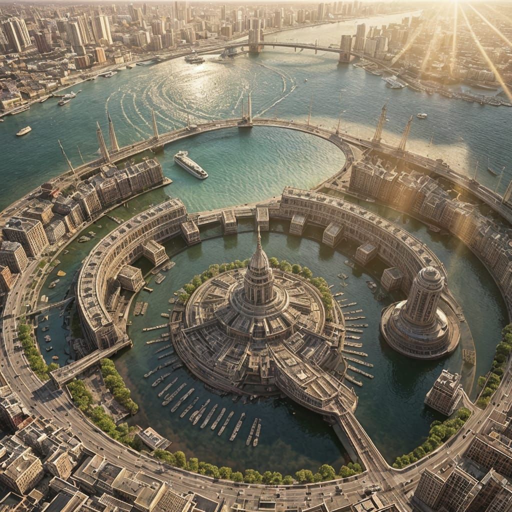 Peninsula Landscape with Alien Spaceship Landing