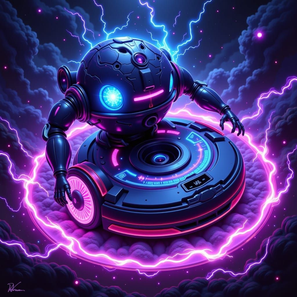 Epic Glowing Roomba as Mystical Artifact