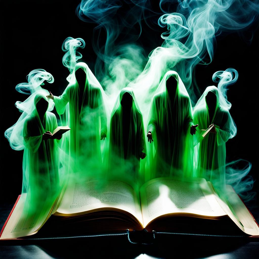 Ethereal Smoke Spirits Emerge from Book