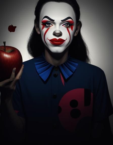 Pop Art Clown with Red Apple Portrait