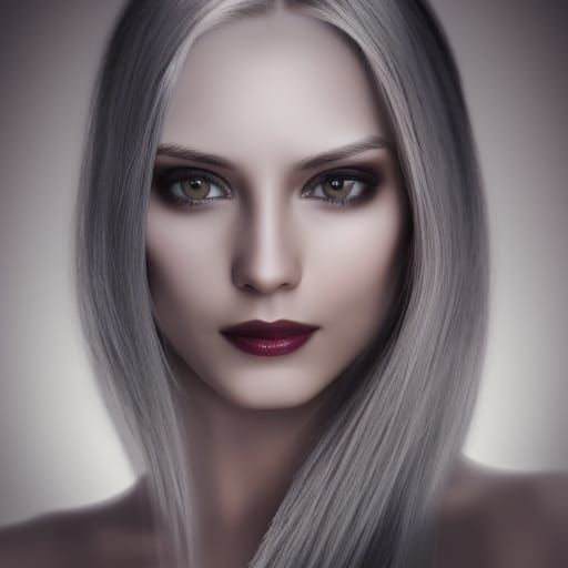 Elegant Woman with Silver Hair and Pale Skin