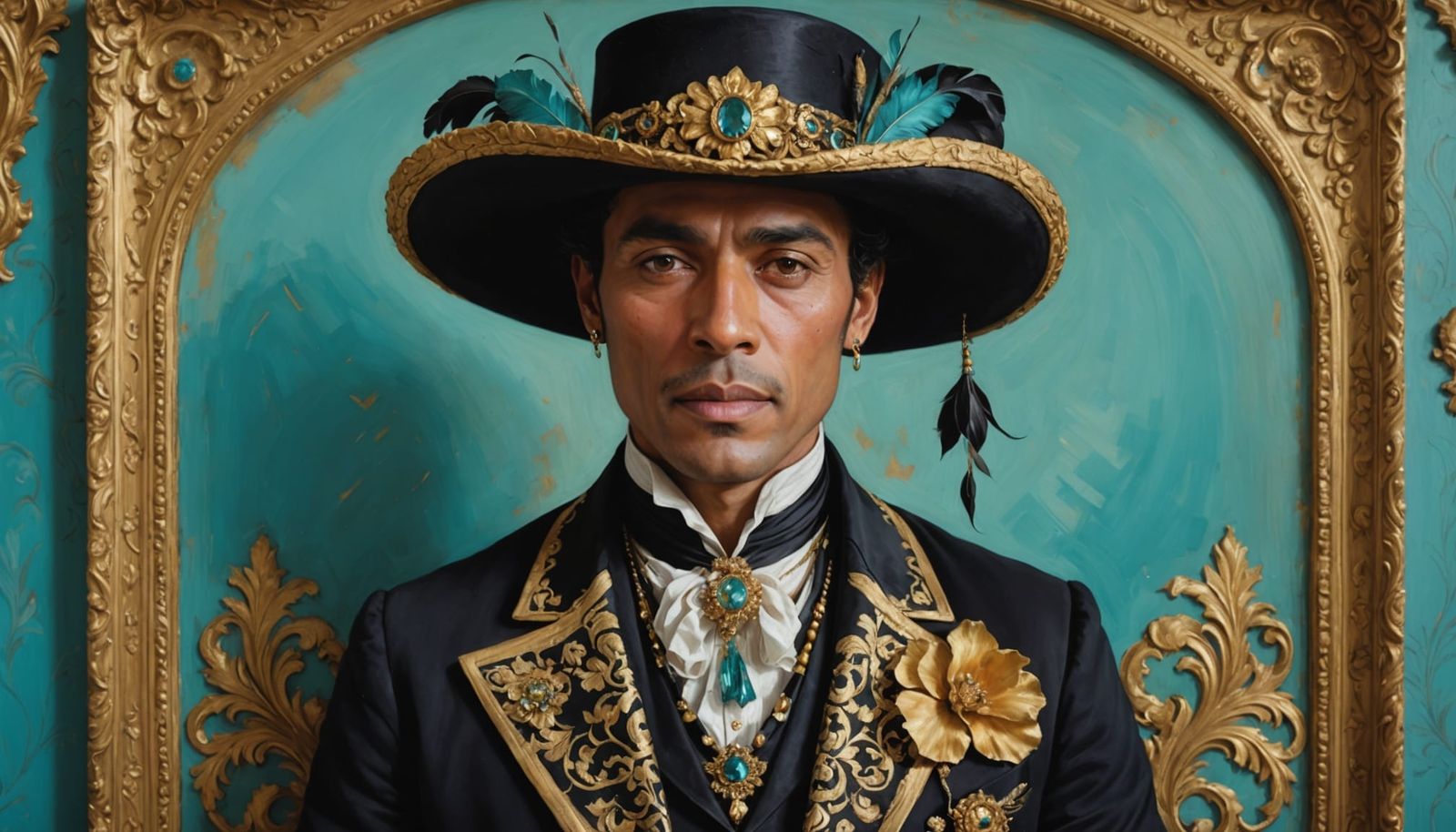 Rococo Portrait of Indigenous Gentleman with Candle