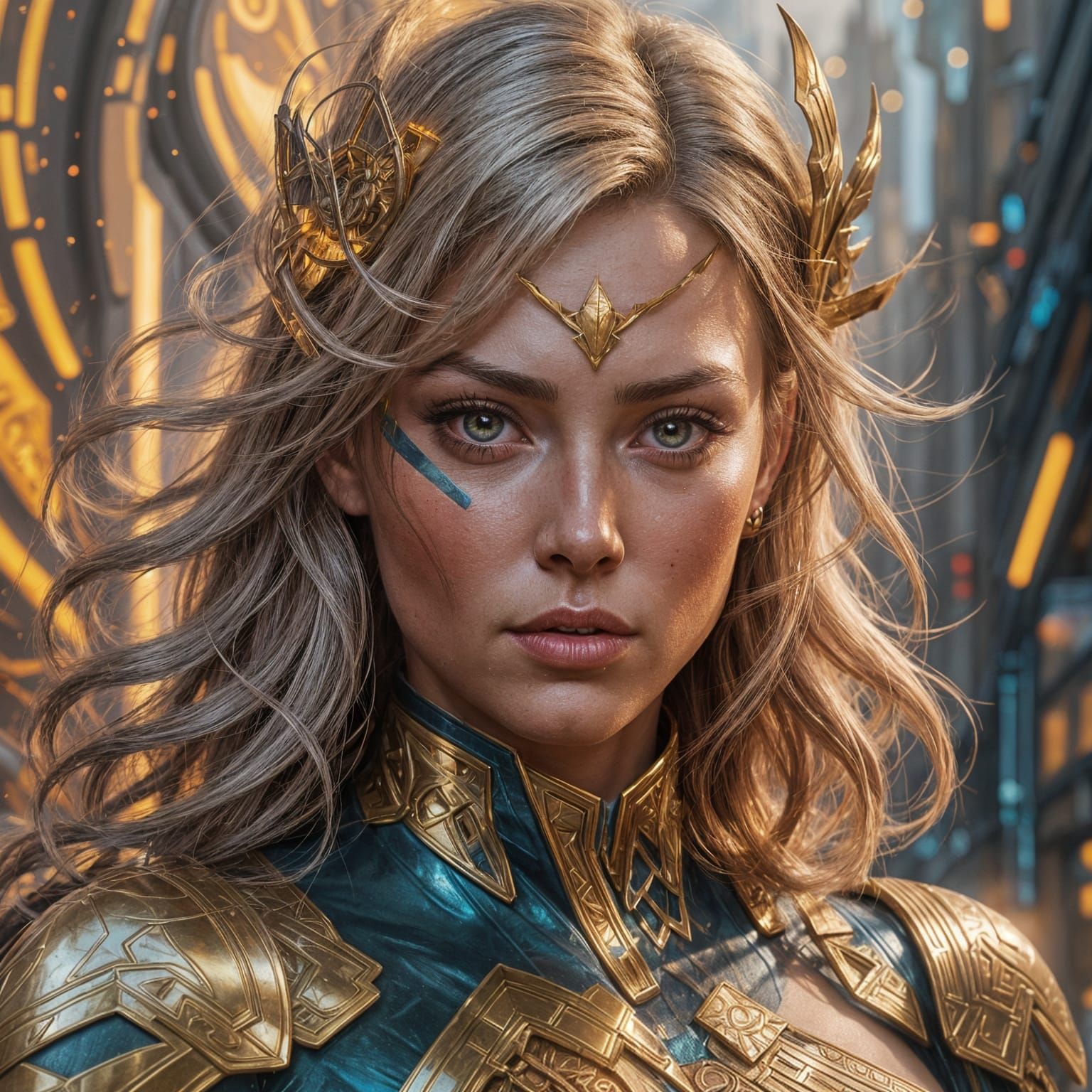 Nordic Super Heroine Portrait in Hyperdetailed Style