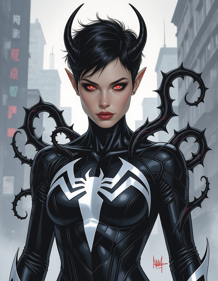 Symbiotic Elf Superhero Portrait in Cinematic Style