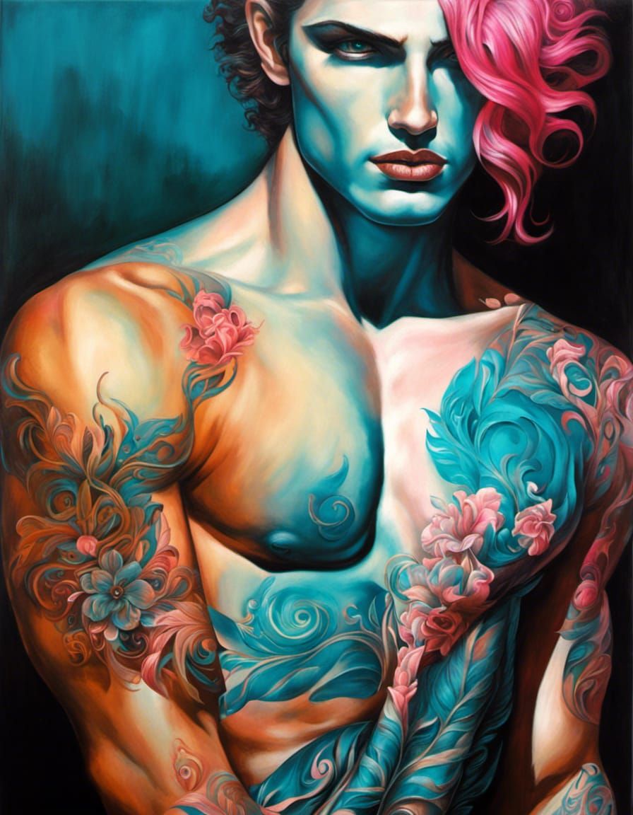 Gothic Male Aphrodite Digital Painting