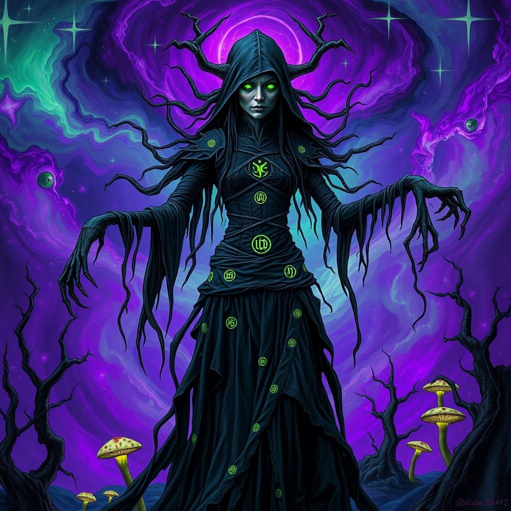 Eldritch Witch in Cosmic Biomechanical Landscape